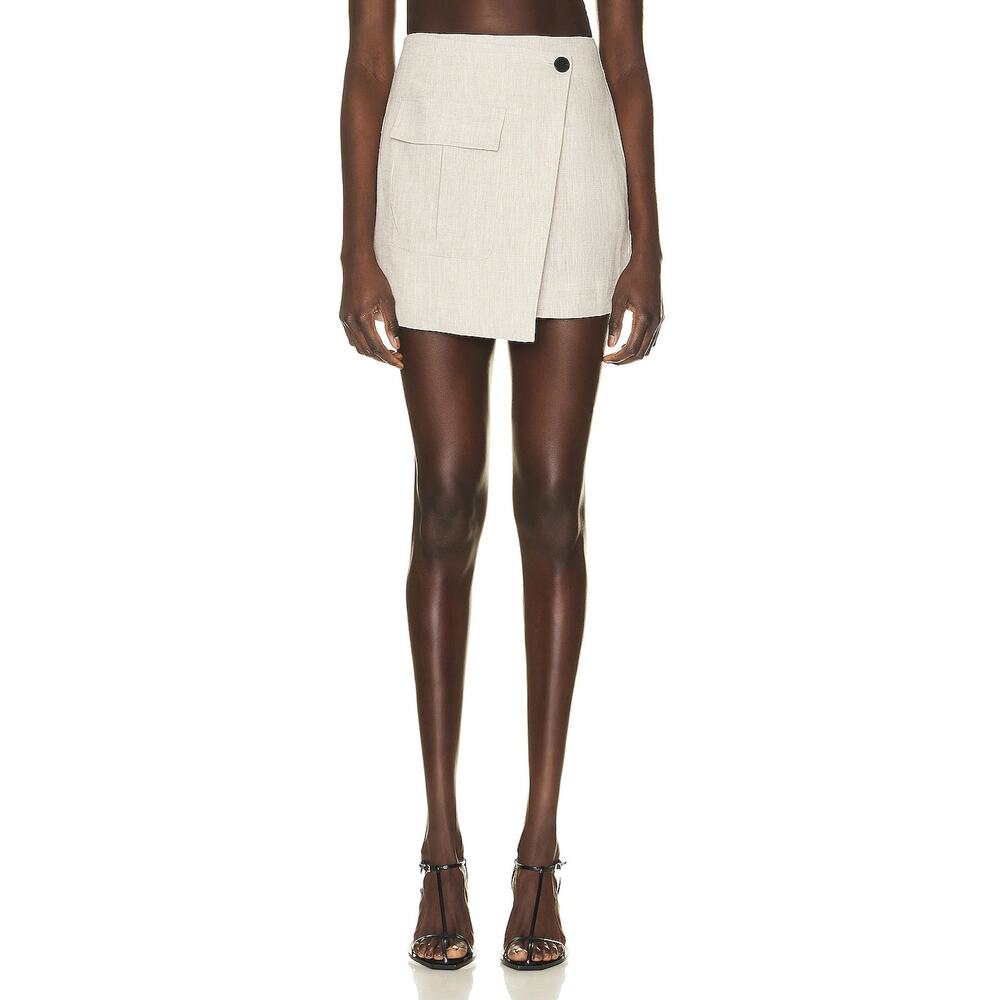 Matthew Bruch Chic Beige Wrap Cargo Mini Skirt Size 3